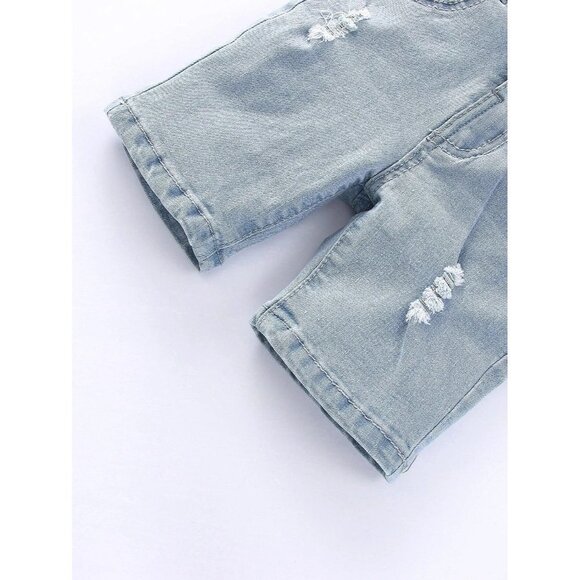 NEW SHEIN Toddler Boys Ripped Denim Shorts Size 1-2Y‎ Color Light Wash - Picture 6 of 9
